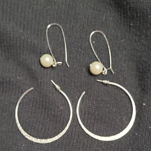Elegant Silver and Cream Earrings